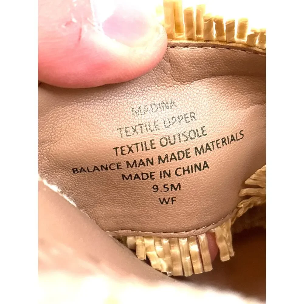 Aerosoles Womens 9.5 Tan Madina Crisscross Raffia Wedge Heel Summer Sandal NEW